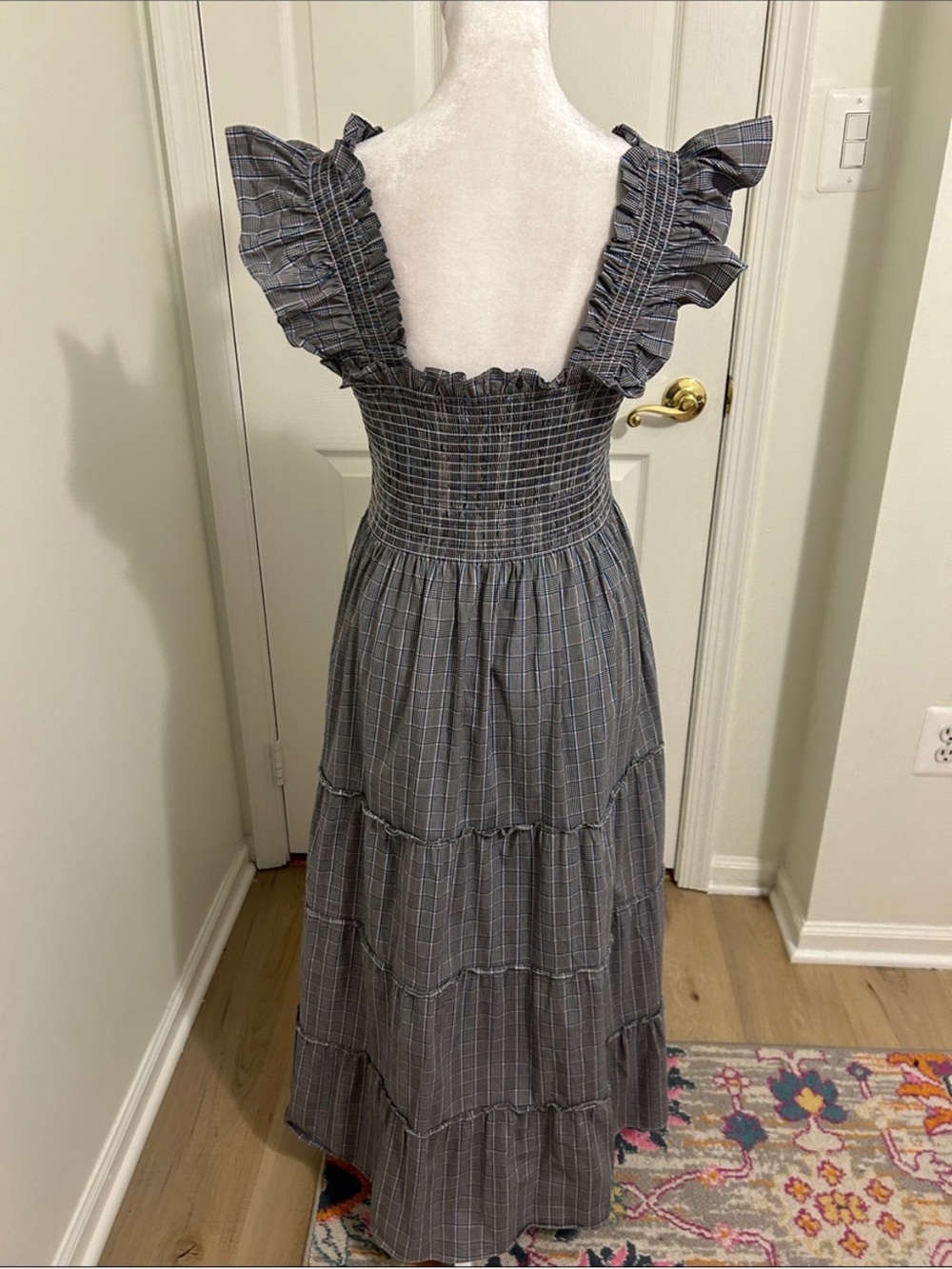 Hill House Home Ellie Nap Dress Tai Check Gray and Blue Plaid Size Large - Picture 11 of 15